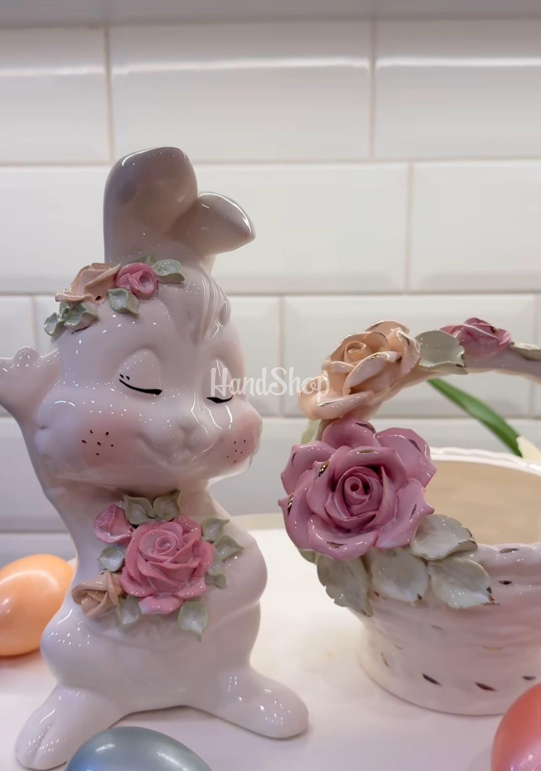 Сувенірний набір білих порцелянових зайчиків пара, 2 шт Сувенірний набір білих порцелянових зайчиків пара, 2 шт