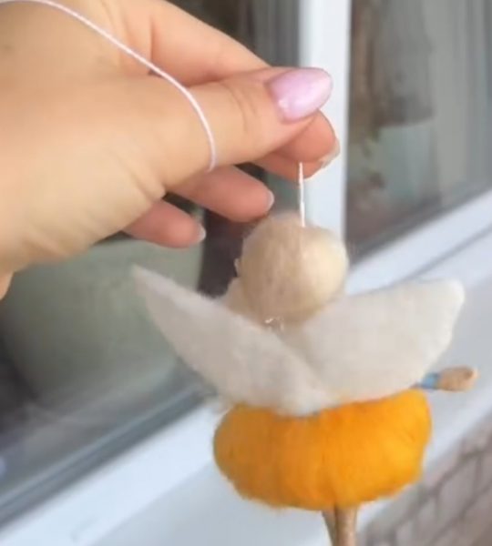 Авторська лялька підвіска янгол блондинка Ukraine