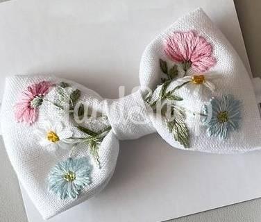 Бантики для волосся ручна вишивка польові квіти, 2 шт Бантики для волосся ручна вишивка польові квіти, 2 шт