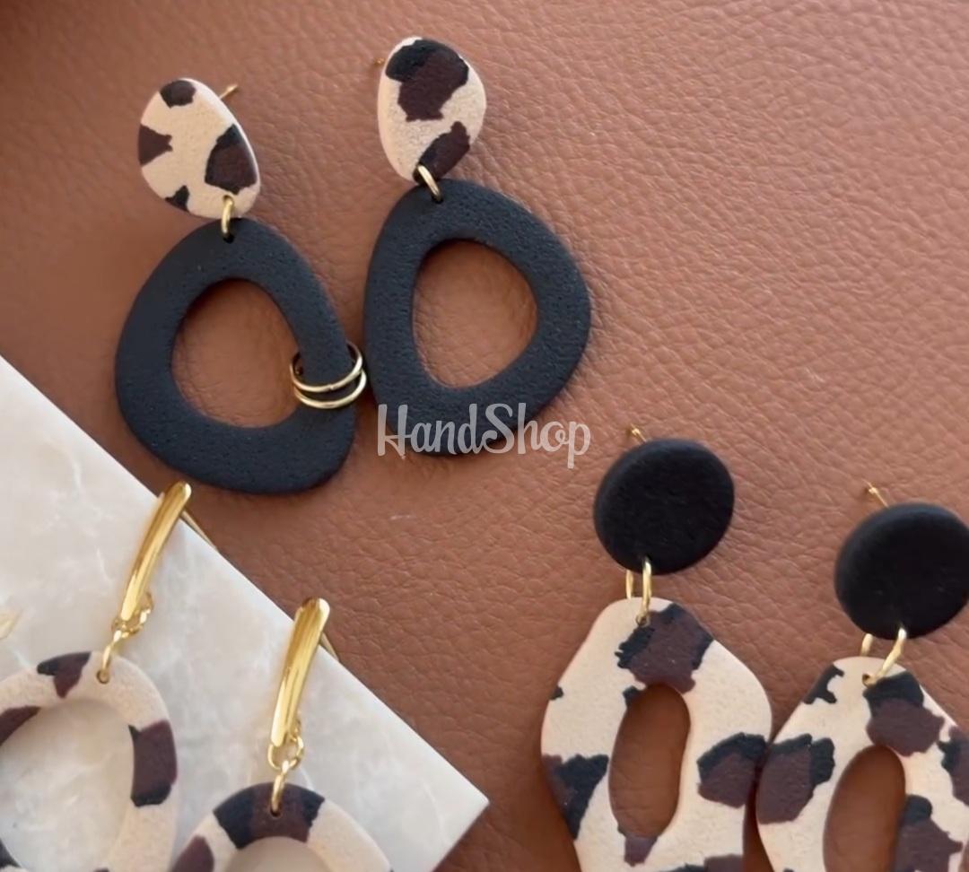 Геометричні сережки з глини леопард ( на вибір!) Геометричні сережки з глини леопард ( на вибір!)