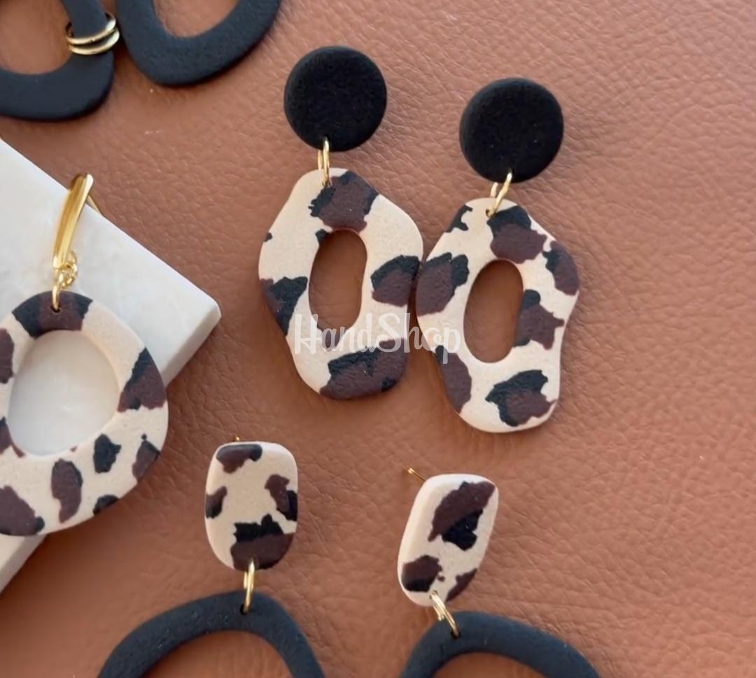Геометричні сережки з глини леопард ( на вибір!) Геометричні сережки з глини леопард ( на вибір!)