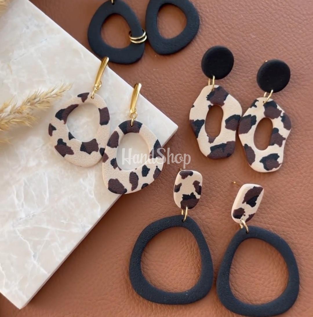 Геометричні сережки з глини леопард ( на вибір!) Геометричні сережки з глини леопард ( на вибір!)