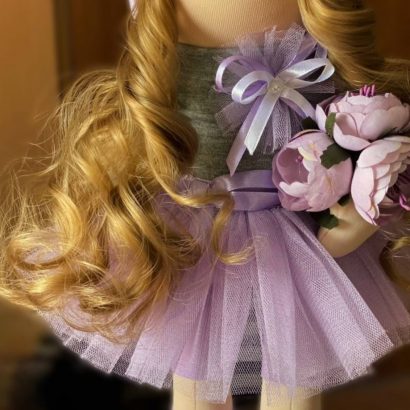 Дитяча інтер’єрна текстильна лялька з довгим волоссям