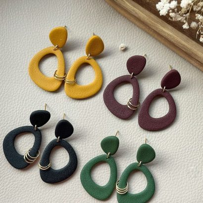 Жіночі геометричні сережки з полімерної глини (на вибір)