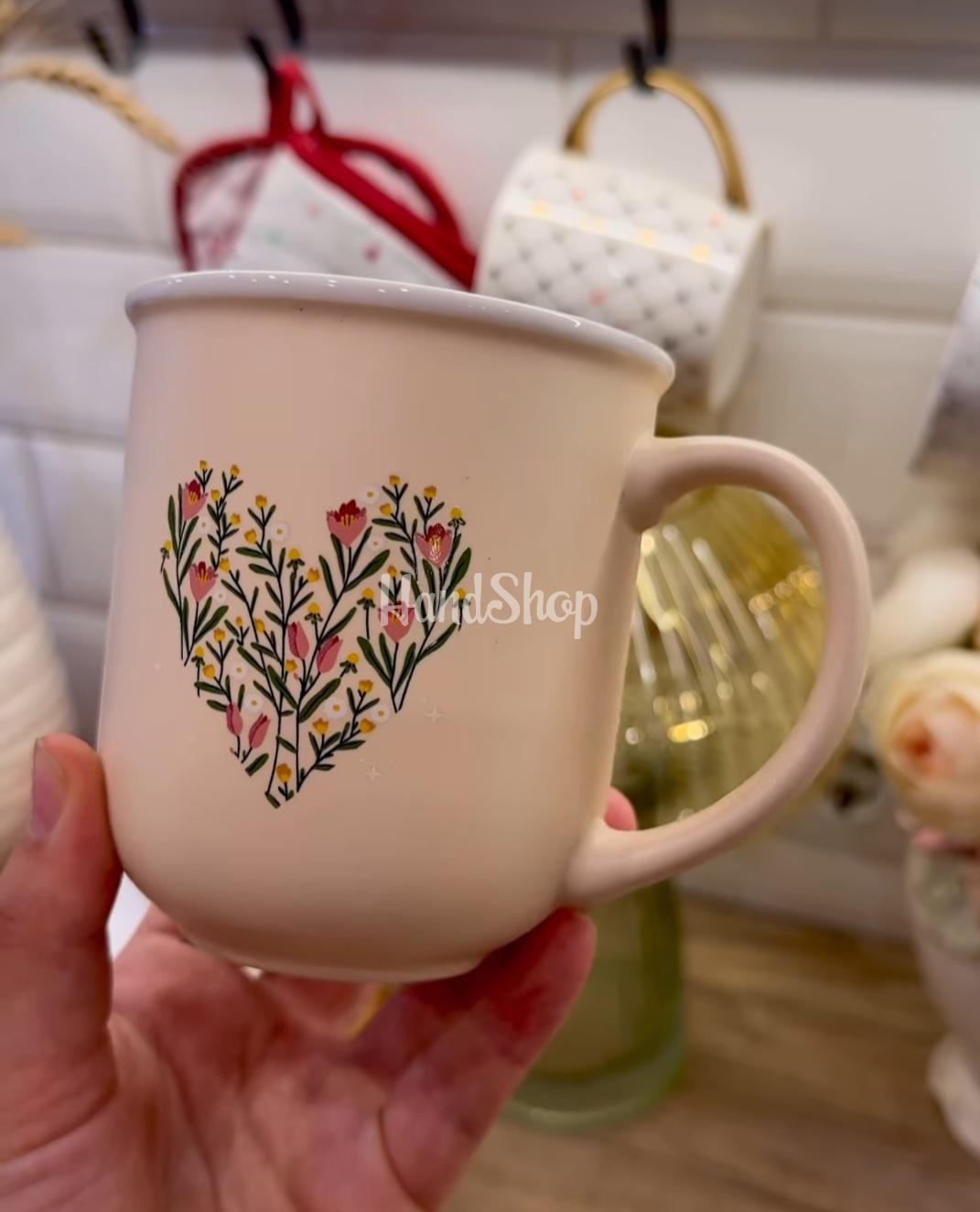 Порцелянова сувенірна чашка квіти деколь 400 мл Порцелянова сувенірна чашка квіти деколь 400 мл