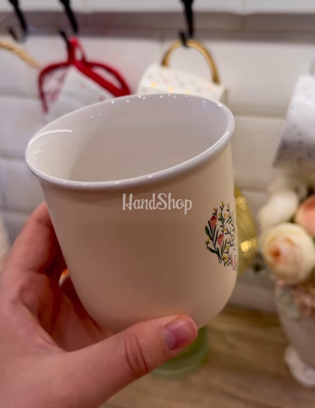 Порцелянова сувенірна чашка квіти деколь 400 мл Порцелянова сувенірна чашка квіти деколь 400 мл