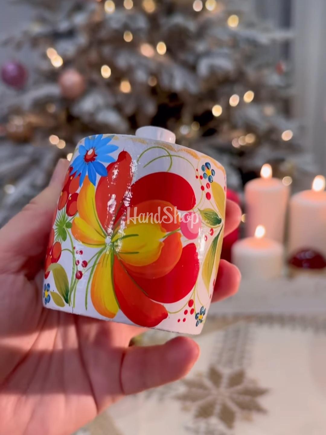 Дерев'яна сувенірна пара сільнички петриківський розпис, 2 шт Дерев'яна сувенірна пара сільнички петриківський розпис, 2 шт