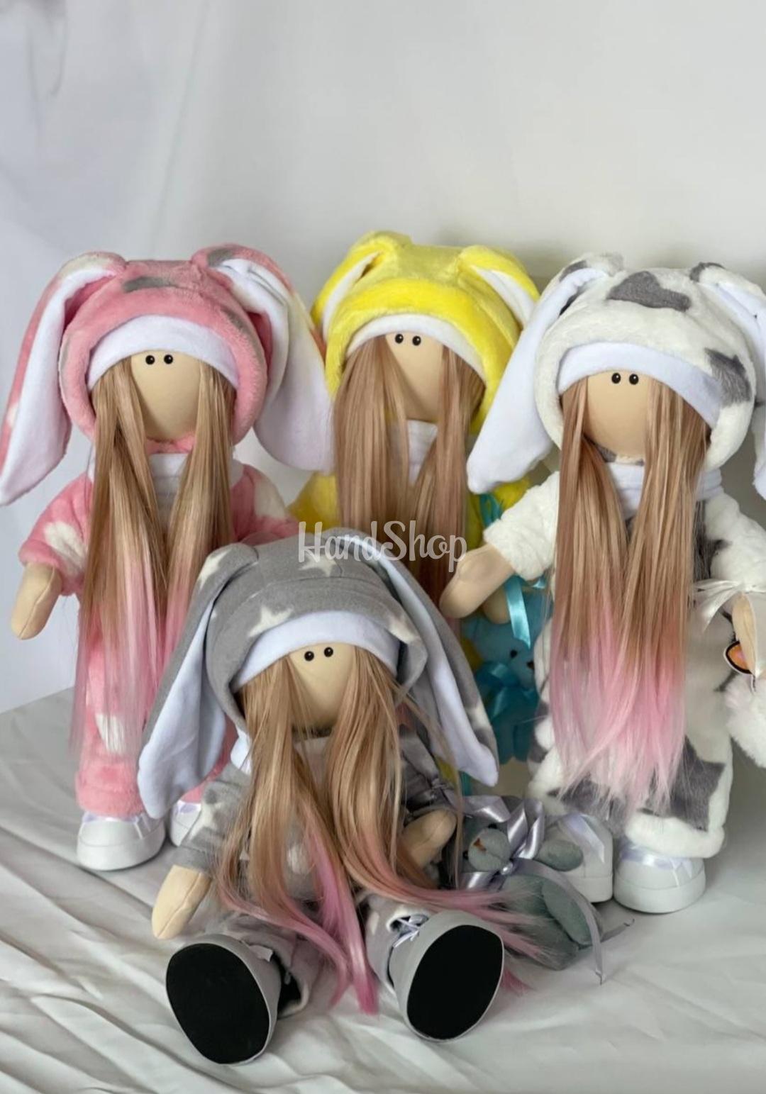 Новорічна тільда лялька сплюшка в комбінезоні зірочка Новорічна тільда лялька сплюшка в комбінезоні зірочка