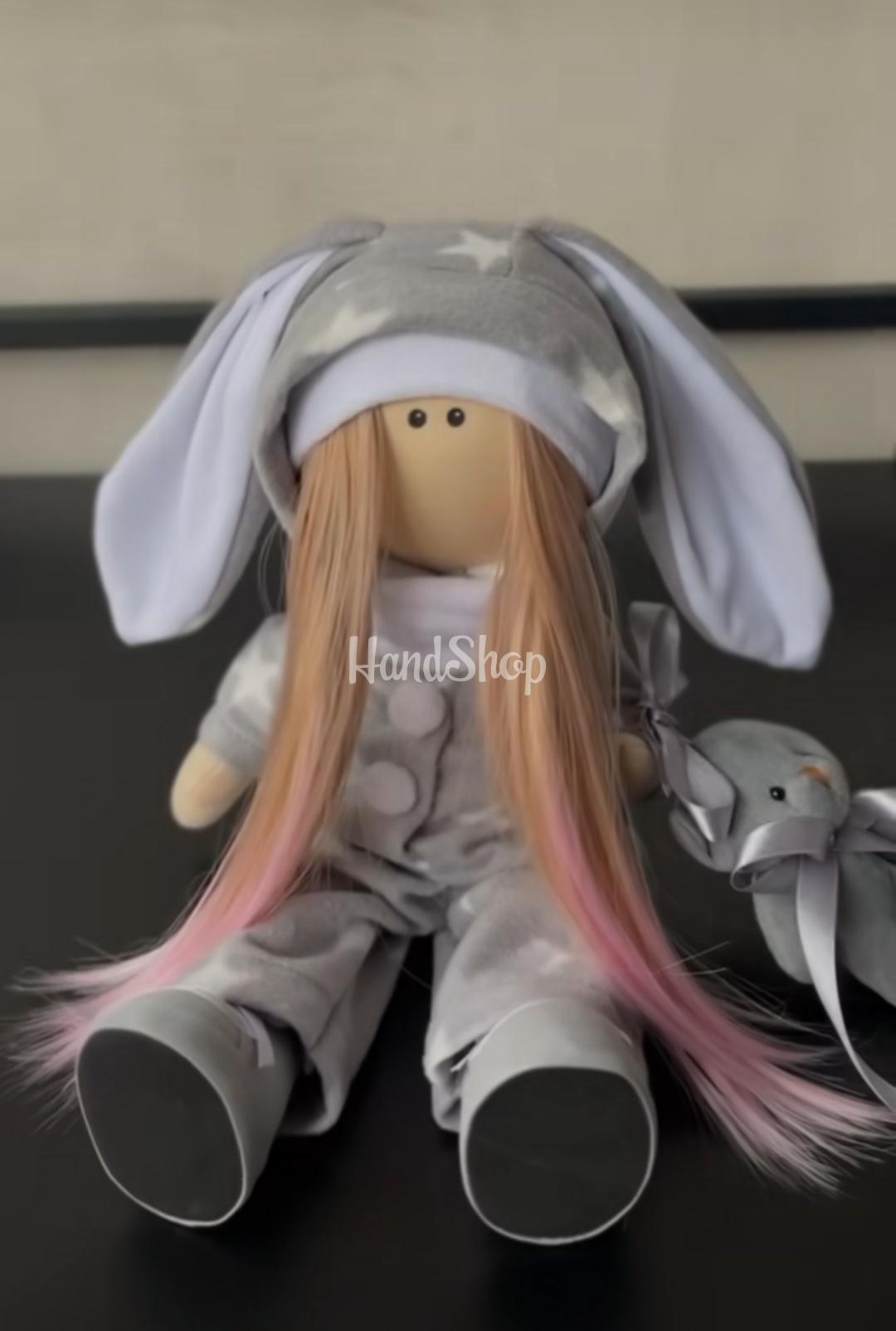 Новорічна тільда лялька сплюшка в комбінезоні зірочка Новорічна тільда лялька сплюшка в комбінезоні зірочка