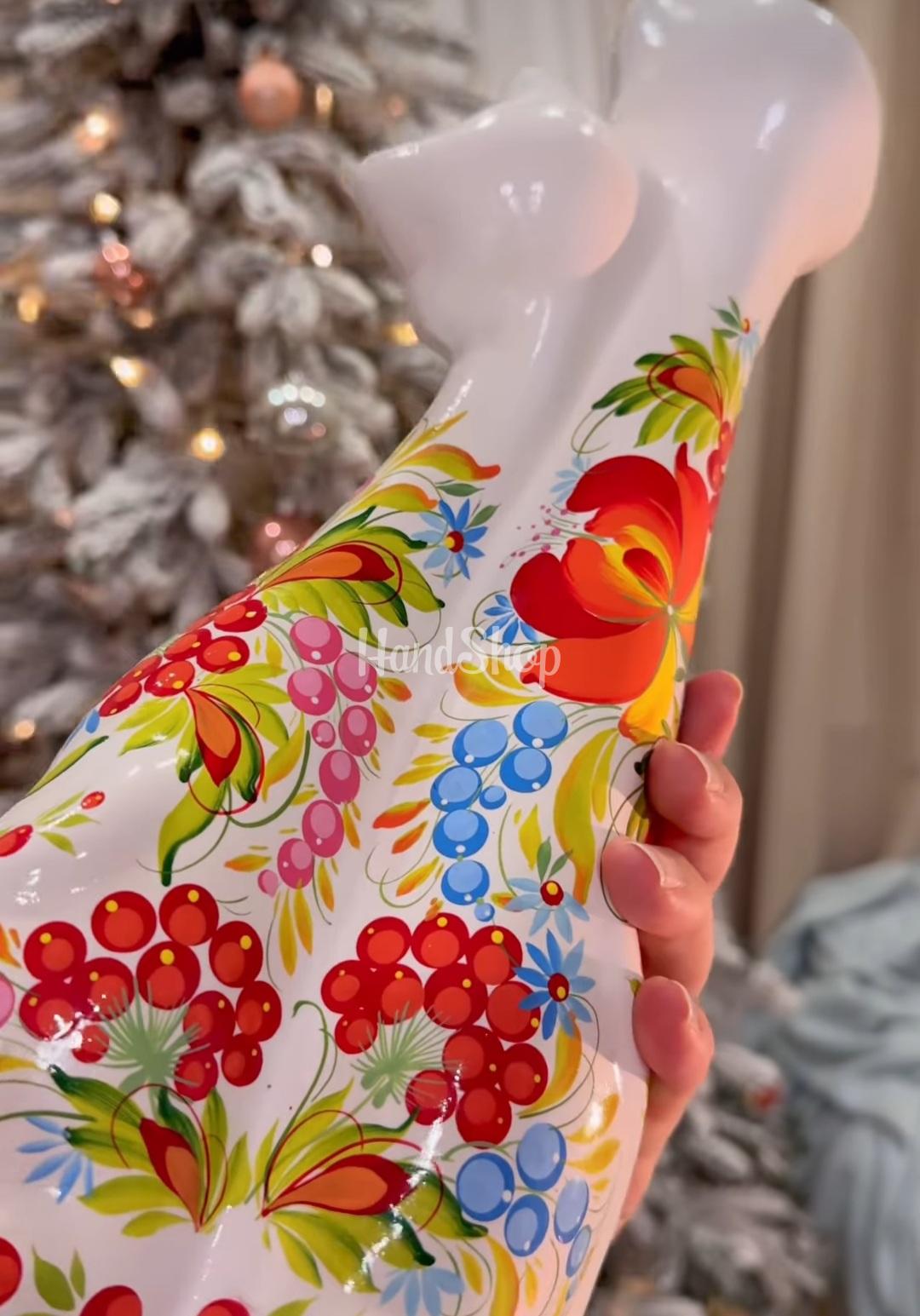 Сувенірна пара білі котики петриківський розпис кераміка Сувенірна пара білі котики петриківський розпис кераміка