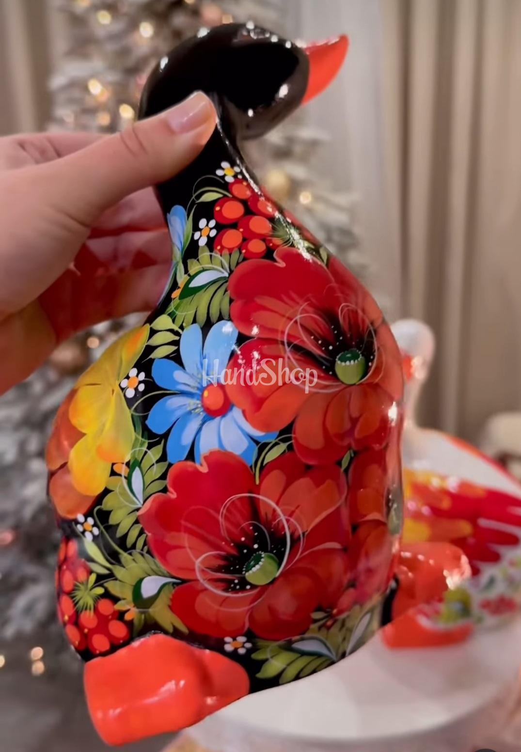 Сувенірна пара гусаки петриківський розпис кераміка Сувенірна пара гусаки петриківський розпис кераміка