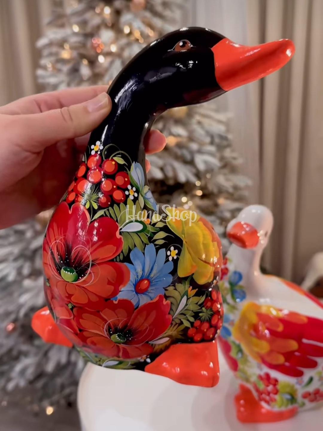 Сувенірна пара гусаки петриківський розпис кераміка Сувенірна пара гусаки петриківський розпис кераміка