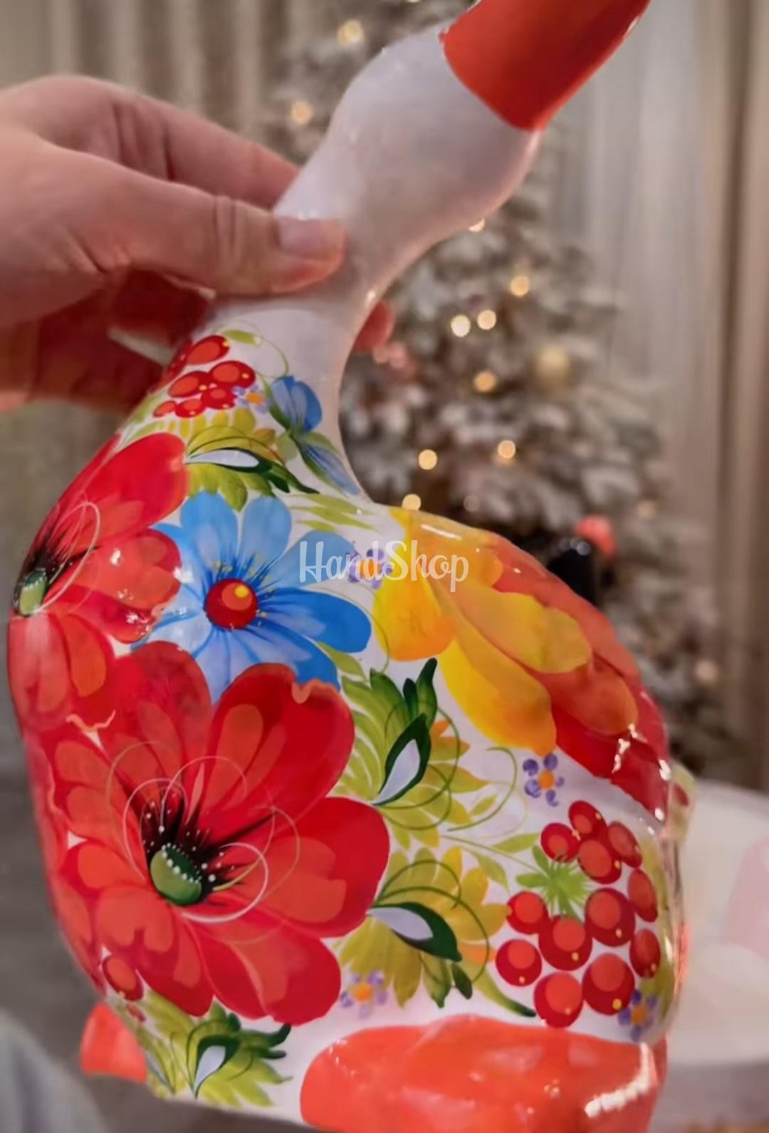 Сувенірна пара гусаки петриківський розпис кераміка Сувенірна пара гусаки петриківський розпис кераміка