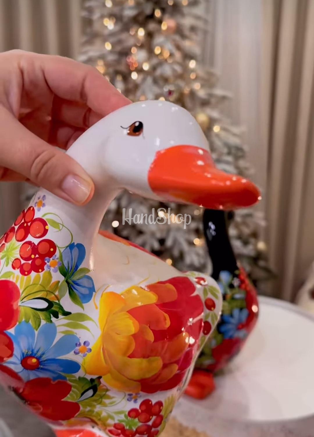 Сувенірна пара гусаки петриківський розпис кераміка Сувенірна пара гусаки петриківський розпис кераміка