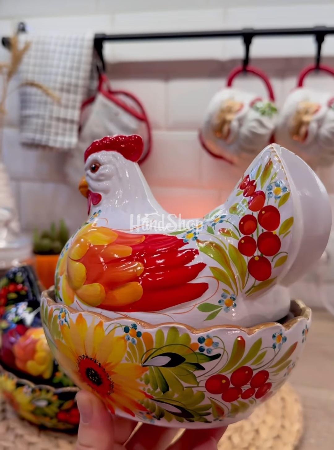 Сувенірна пара курочки петриківський розпис кераміка, 2шт Сувенірна пара курочки петриківський розпис кераміка, 2шт