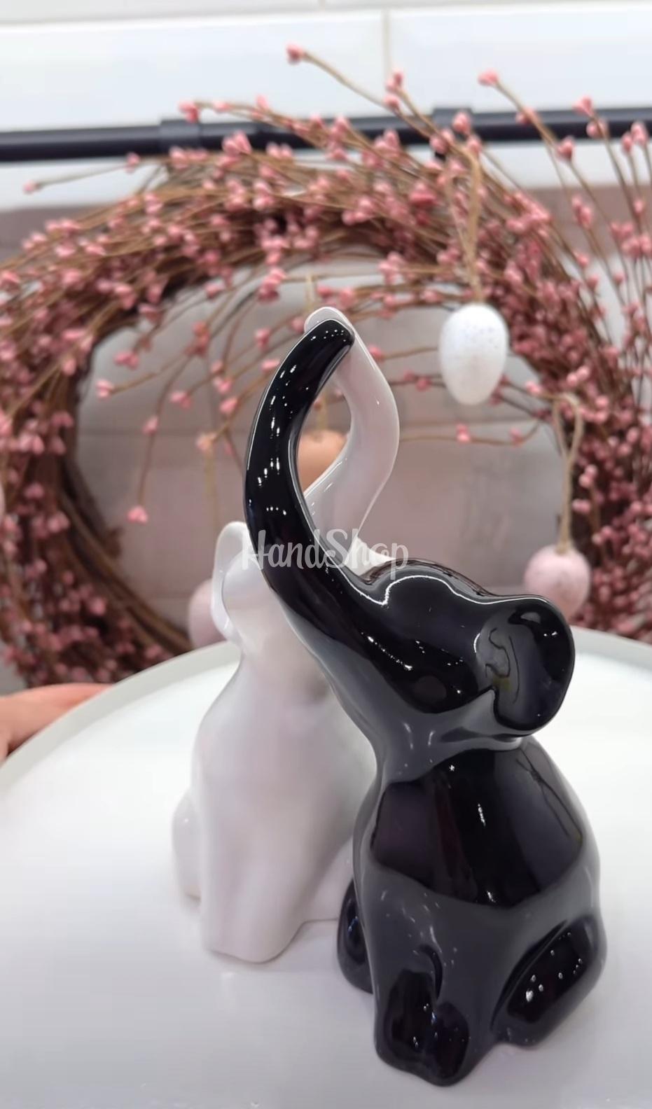 Декоративні порцелянові чорно-білі слоники наречені Декоративні порцелянові чорно-білі слоники наречені