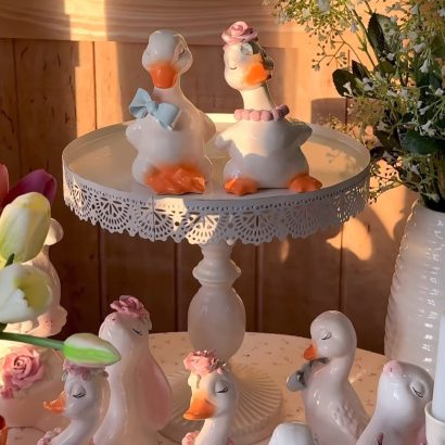 Пара білих порцелянових весільних гусенят, 2 шт