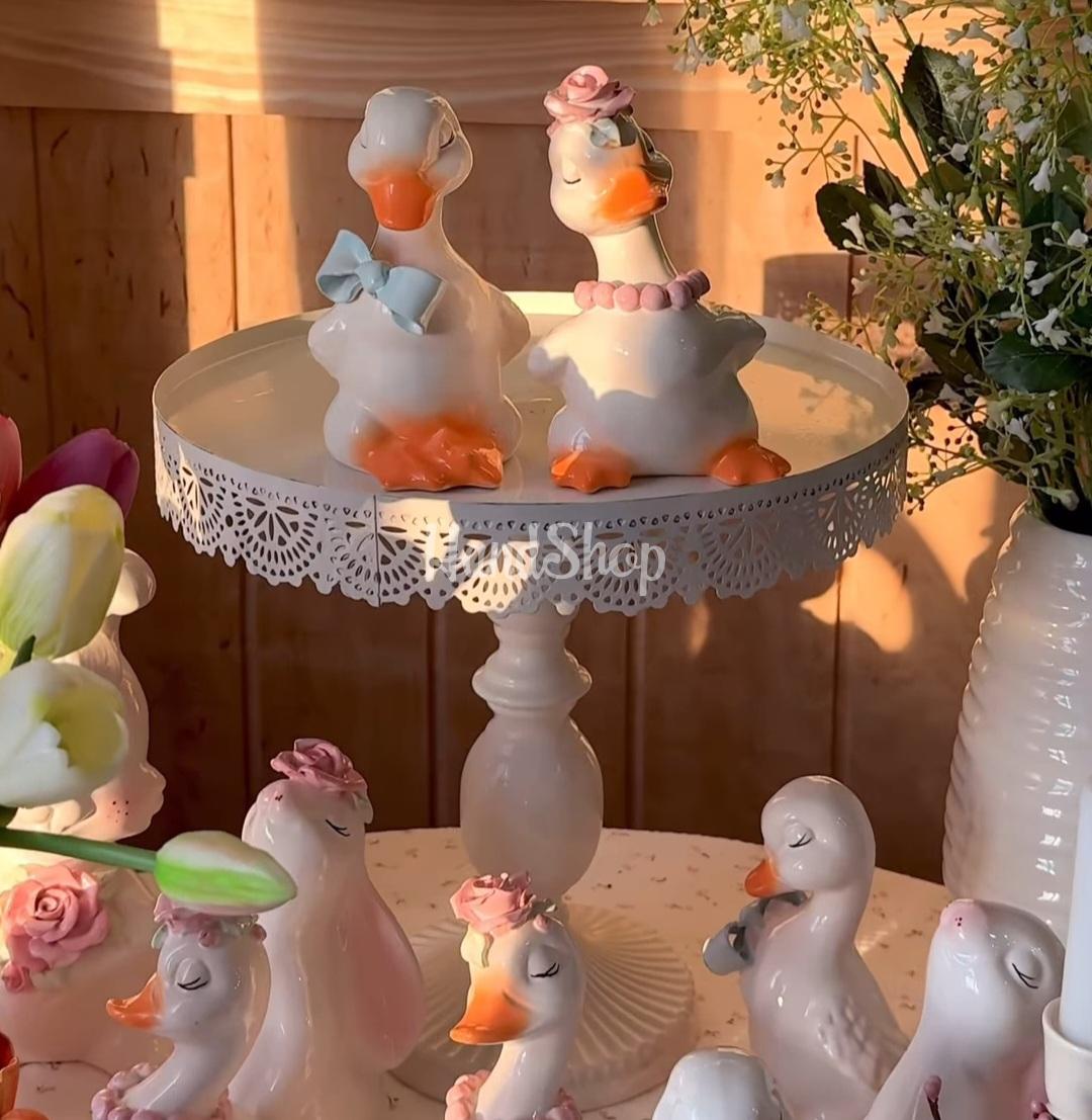 Пара білих порцелянових весільних гусенят, 2 шт Пара білих порцелянових весільних гусенят, 2 шт