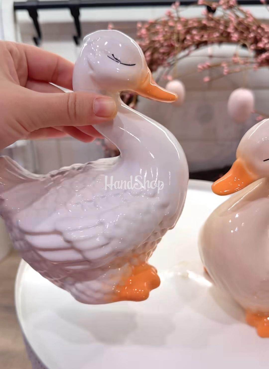 Сувенірна порцелянова пара гусей біла та молочна глазур, 2 шт Сувенірна порцелянова пара гусей біла та молочна глазур, 2 шт