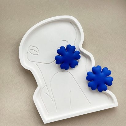 Жіночі авторські сережки сині квіти полімерна глина