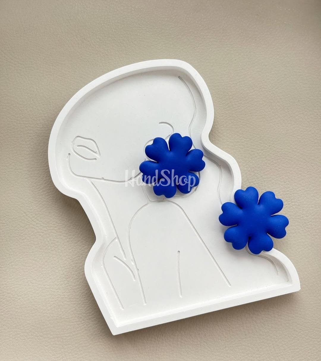 Жіночі авторські сережки сині квіти полімерна глина Жіночі авторські сережки сині квіти полімерна глина