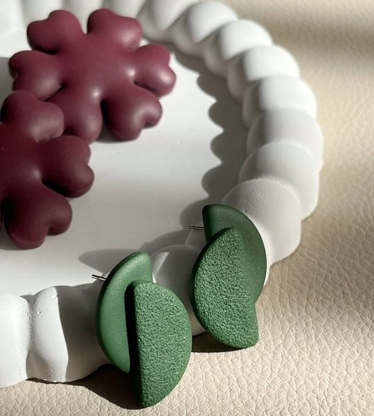 Геометричні сережки листочки з полімерної глини (на вибір!)