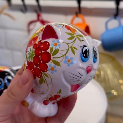 Сувенірна пара чорні котики петриківський розпис кераміка