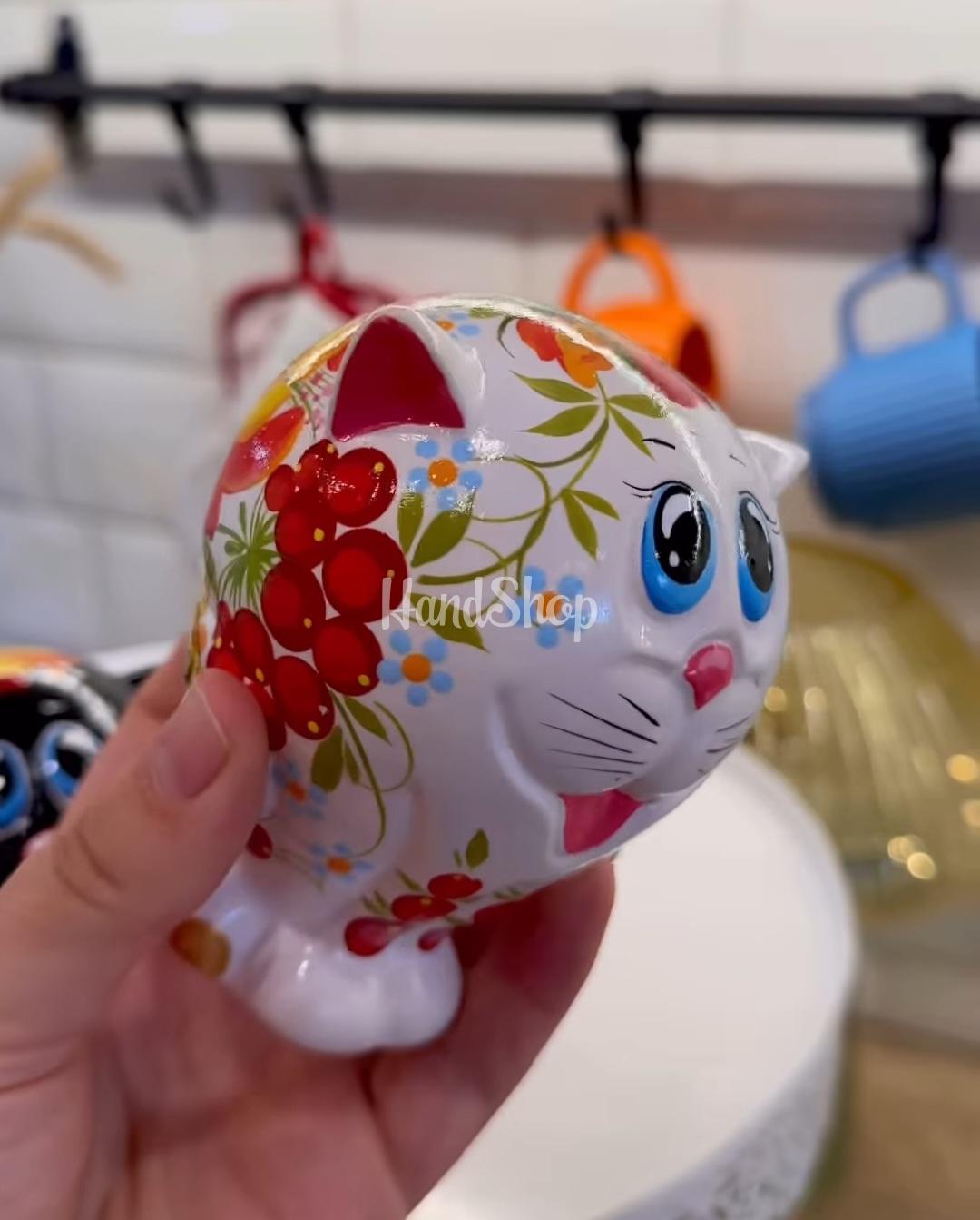 Сувенірна пара чорні котики петриківський розпис кераміка Сувенірна пара чорні котики петриківський розпис кераміка