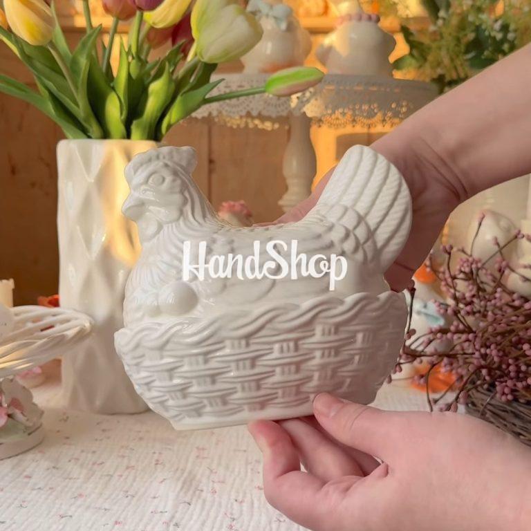 Сувенирная фарфоровая курочка для конфет, масла — фото 6