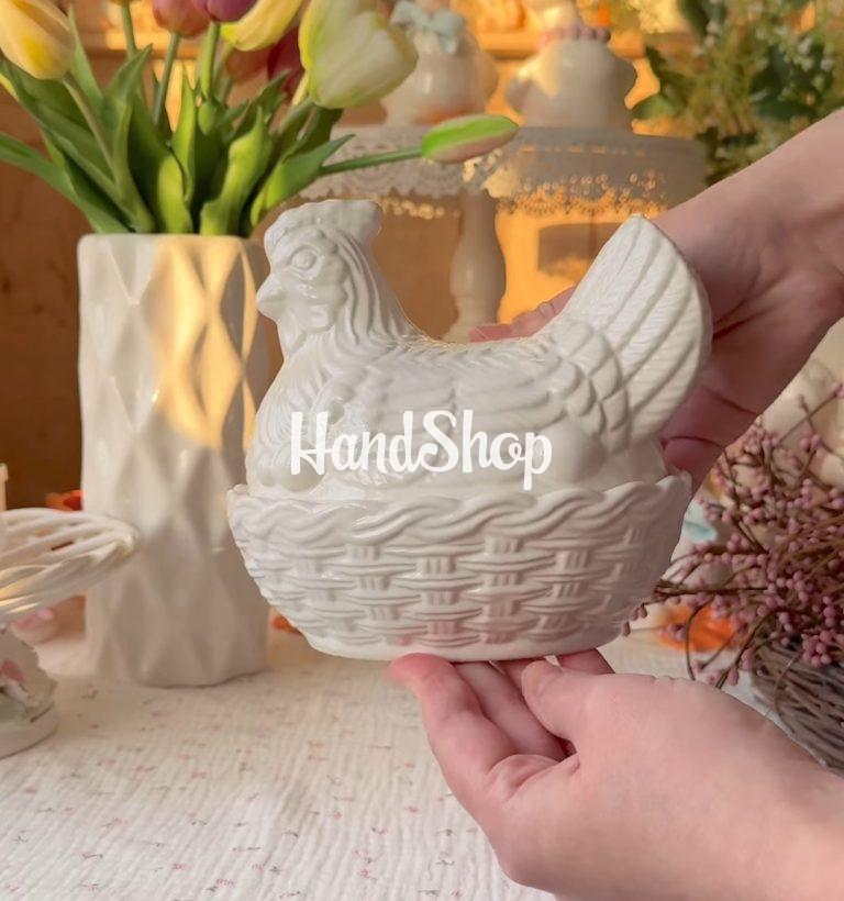 Сувенирная фарфоровая курочка для конфет, масла — фото 7