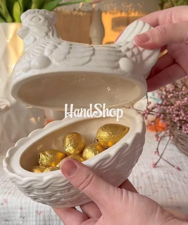 Сувенирная фарфоровая курочка для конфет, масла — фото 8
