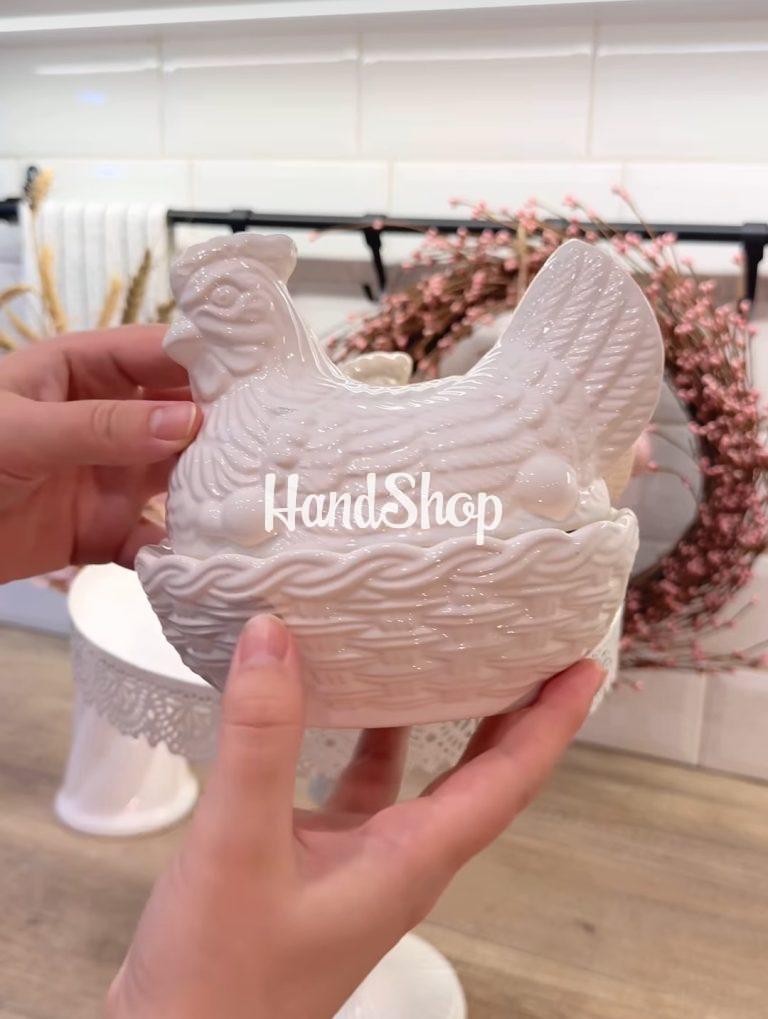 Сувенирная фарфоровая курочка для конфет, масла — фото 4