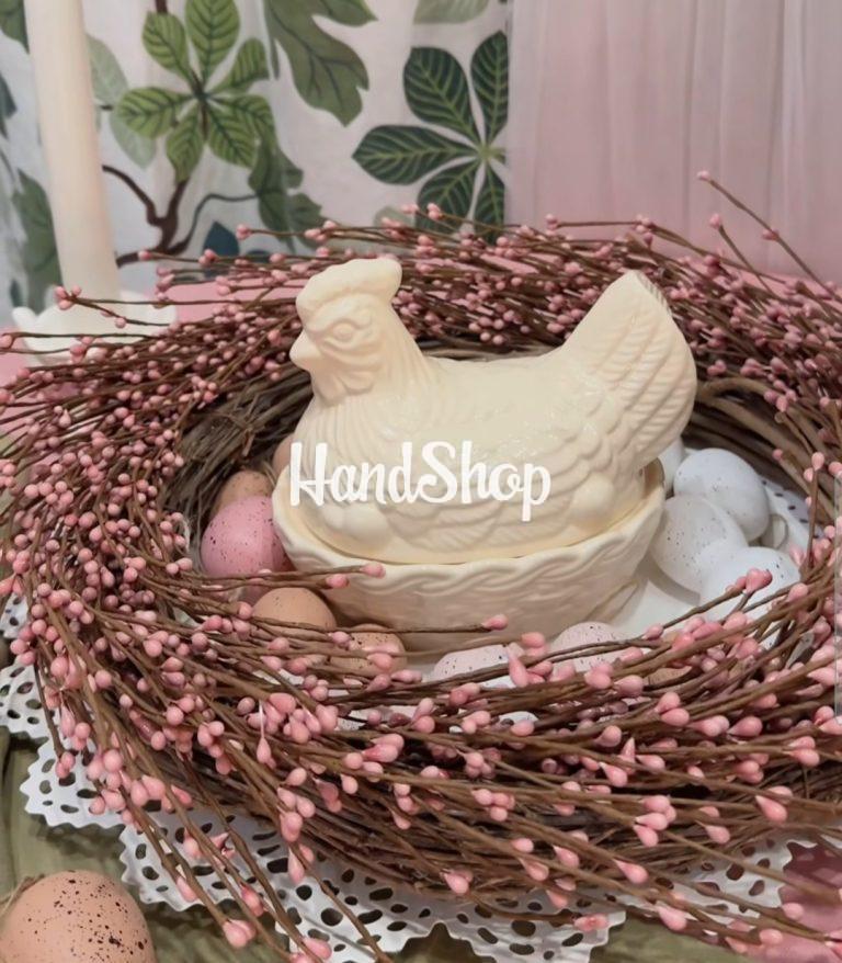 Сувенирная фарфоровая курочка для конфет, масла — фото 3