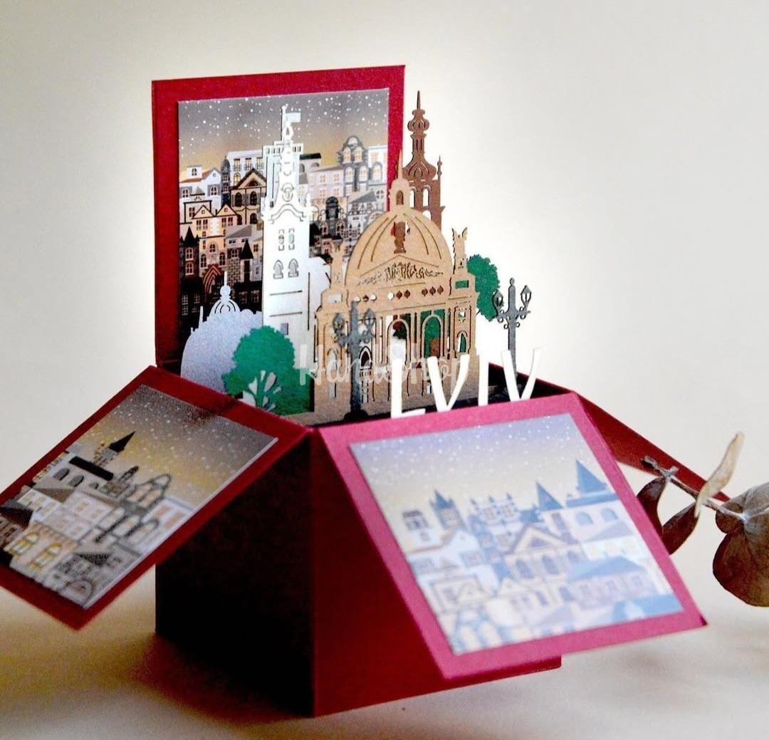 Скрапбукінг листівка коробочка 3d міста України Львів Скрапбукінг листівка коробочка 3d міста України Львів
