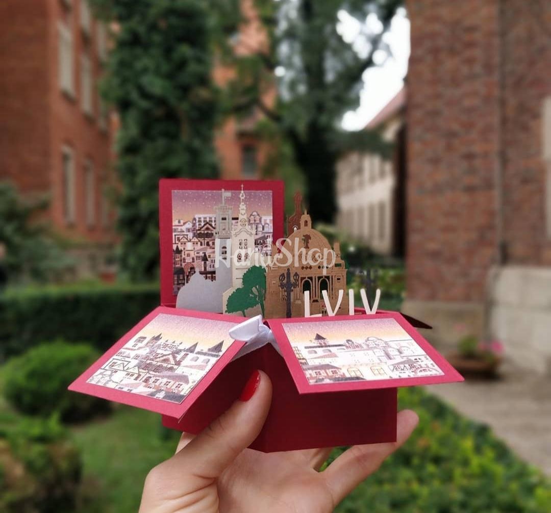 Скрапбукінг листівка коробочка 3d міста України Львів Скрапбукінг листівка коробочка 3d міста України Львів