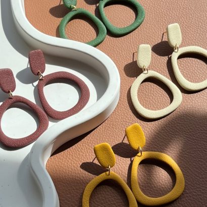 Авторські геометричні сережки з полімерної глини (на вибір)