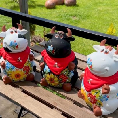 Сувенірна корівка ємність петриківський розпис, кераміка (на вибір!)