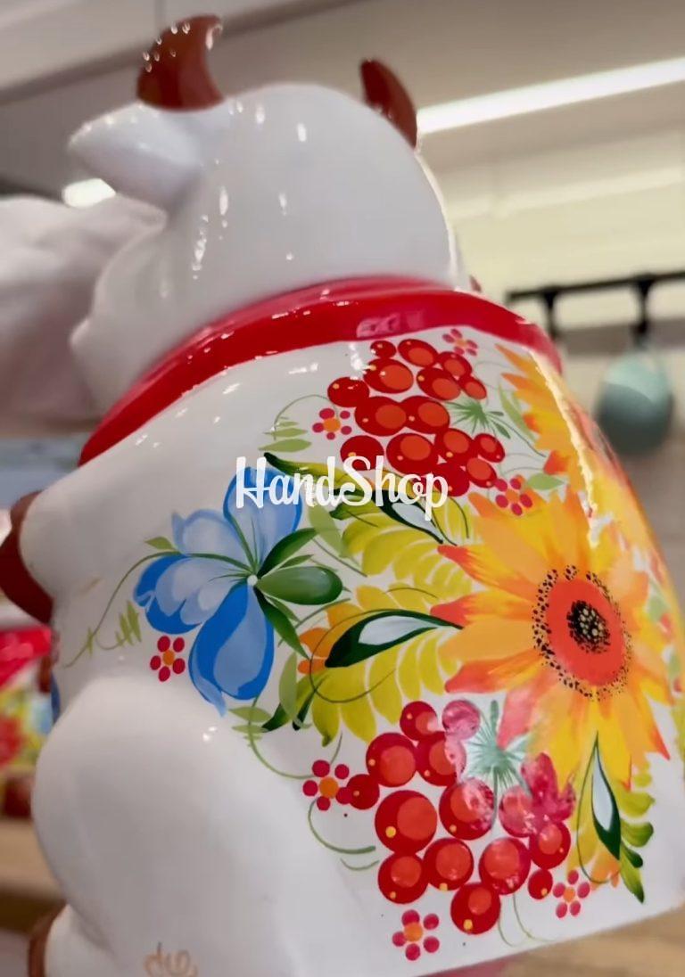 Корівка ємність для зберігання петриківський розпис кераміка — фото 7