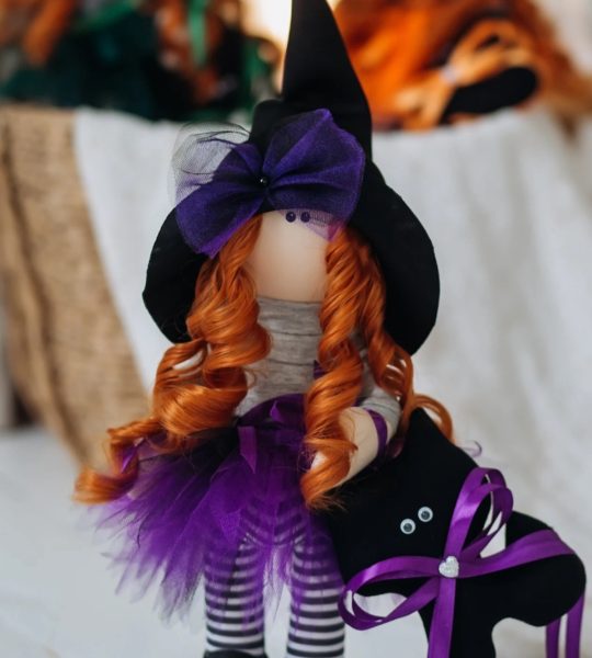 Велика авторська інтер'єрна лялька оберіг відьма halloween