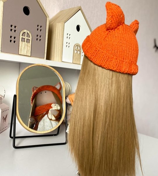 Ігрова лялька текстильна сувенірна в шапочці лисичка