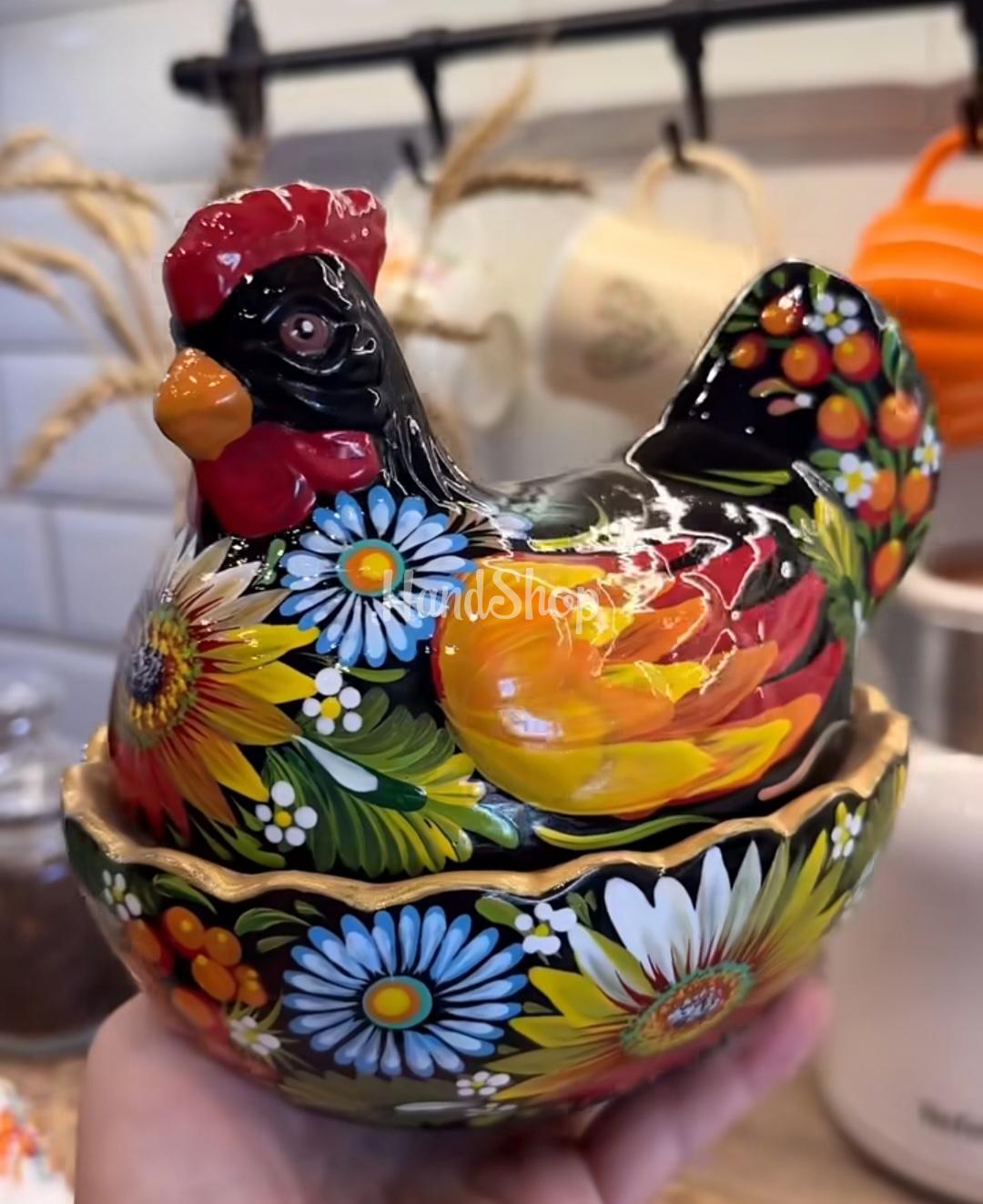 Сувенірна пара курочки петриківський розпис кераміка 2 шт Сувенірна пара курочки петриківський розпис кераміка 2 шт