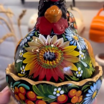 Сувенірна пара курочки петриківський розпис кераміка 2 шт