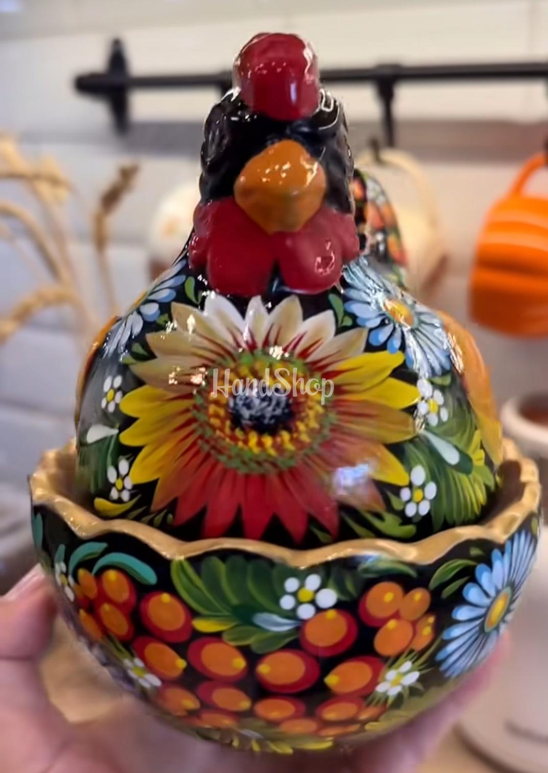 Сувенірна пара курочки петриківський розпис кераміка 2 шт Сувенірна пара курочки петриківський розпис кераміка 2 шт