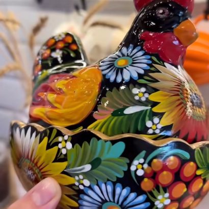 Сувенірна пара курочки петриківський розпис кераміка 2 шт