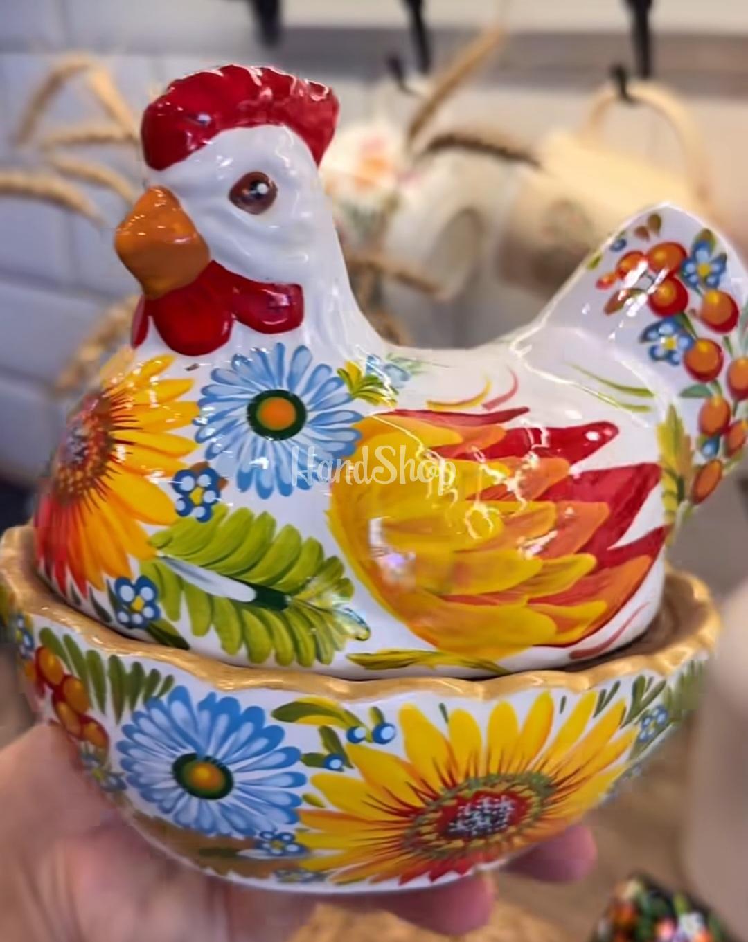 Сувенірна пара курочки петриківський розпис кераміка 2 шт Сувенірна пара курочки петриківський розпис кераміка 2 шт