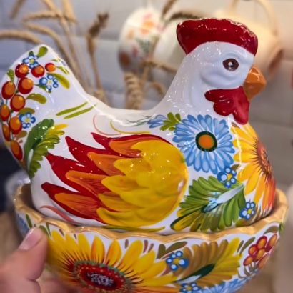 Сувенірна пара курочки петриківський розпис кераміка 2 шт