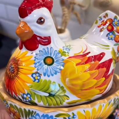 Сувенірна пара курочки петриківський розпис кераміка 2 шт