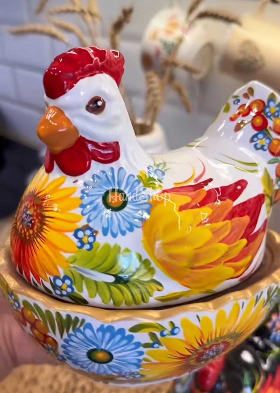 Сувенірна пара курочки петриківський розпис кераміка 2 шт Сувенірна пара курочки петриківський розпис кераміка 2 шт