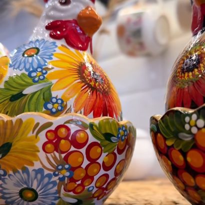 Сувенірна пара курочки петриківський розпис кераміка 2 шт