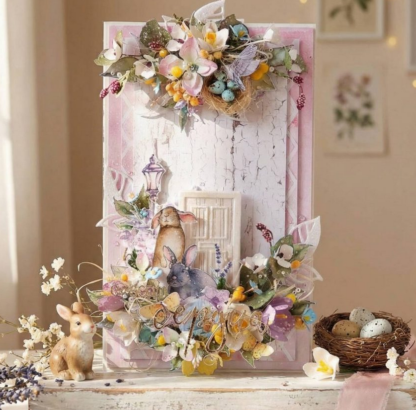 Весняна символіка та ніжність почуттів: авторська велика листівка конверт для грошей із великоднім настроєм